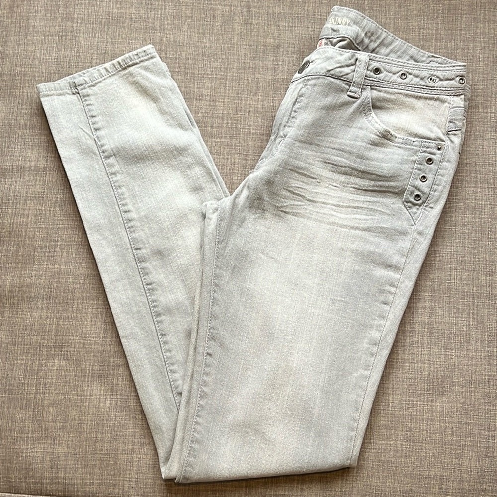 Mossimo Gray Rivet Studded Accent Low Waist Straight Jeans 11